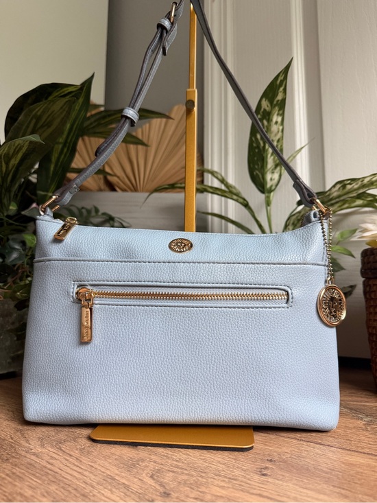 Anne Klein Handbags - Anne Klein Light Blue Vegan Pebbled Leather Classic Crossbody Shoulder Bag